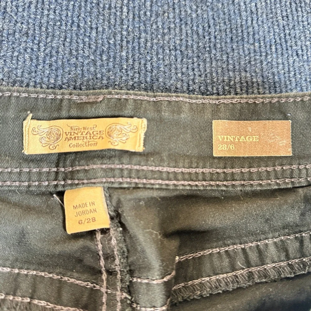 Nine‎ West Vintage America Collection Capris black Embroidered Size 6 28 Cropped